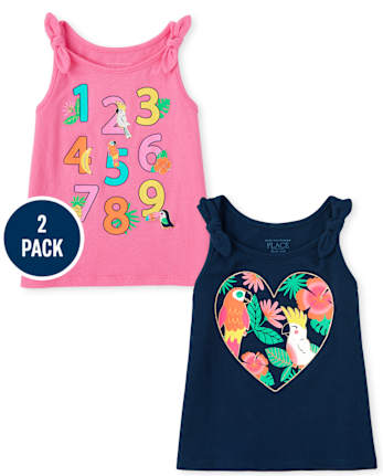 Toddler Girls Bow Tank Top 2-Pack