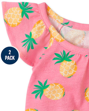 Lot de 2 débardeurs imprimés à volants pour petites filles