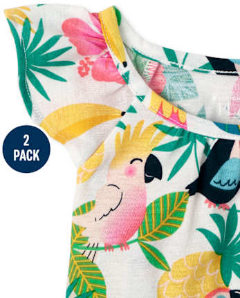 Lot de 2 débardeurs imprimés à volants pour petites filles