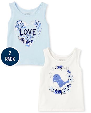 Toddler Girls Graphic Tank Top 2-Pack