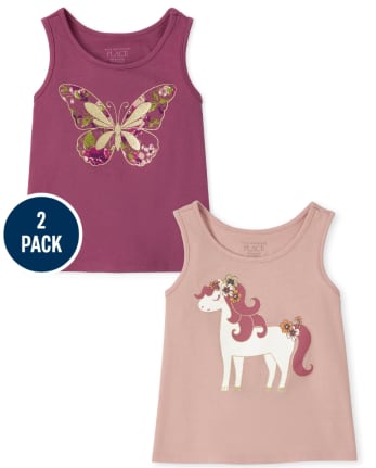 Toddler Girls Graphic Tank Top 2-Pack