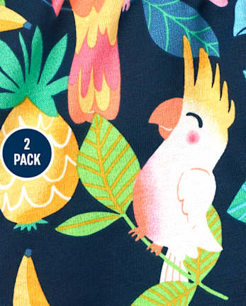 Paquete de 2 pantalones cortos tropicales para niñas pequeñas