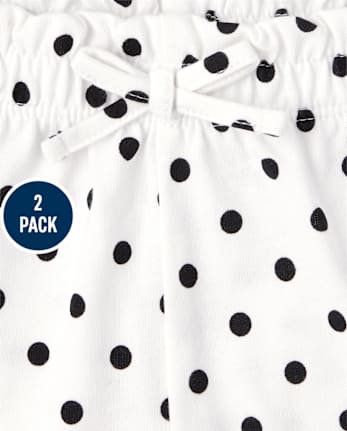 Paquete de 2 pantalones cortos con vuelo y lunares florales para niñas pequeñas