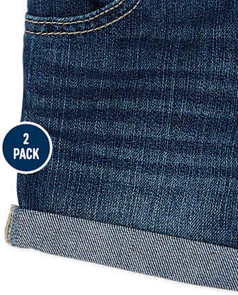 Lot de 2 shorts en denim à revers roulés pour petites filles