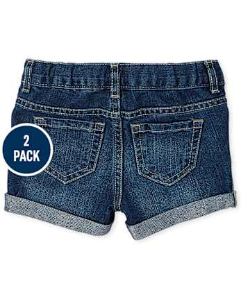 Lot de 2 shorts en denim à revers roulés pour petites filles