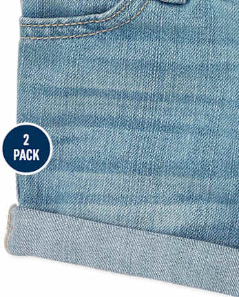 Lot de 2 shorts en denim à revers roulés pour petites filles