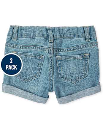 Lot de 2 shorts en denim à revers roulés pour petites filles
