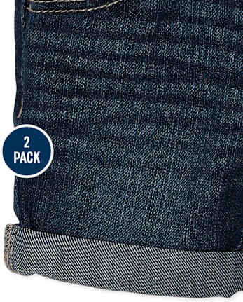 Lot de 2 shorts mi-longs en denim à revers retroussés pour petites filles