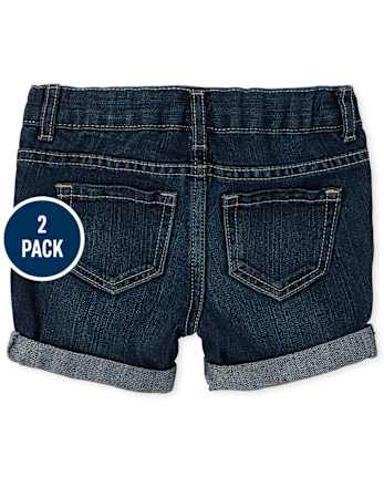 Lot de 2 shorts mi-longs en denim à revers retroussés pour petites filles