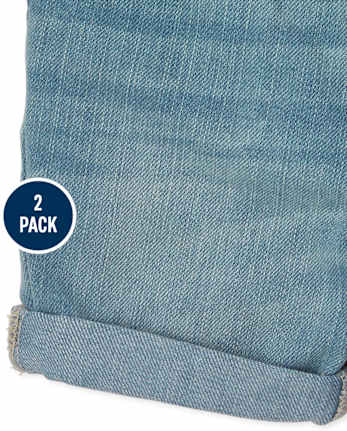 Lot de 2 shorts mi-longs en denim à revers retroussés pour petites filles