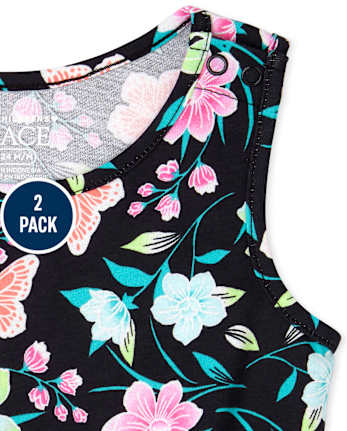 Toddler Girls Print Ruffle Romper 2-Pack