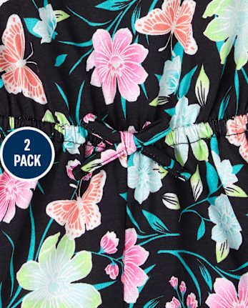 Toddler Girls Print Ruffle Romper 2-Pack