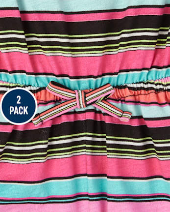 Toddler Girls Print Ruffle Romper 2-Pack