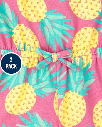 Paquete de 2 mamelucos con volantes y estampado de niñas pequeñas