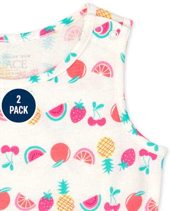 Paquete de 2 mamelucos con volantes y estampado de niñas pequeñas