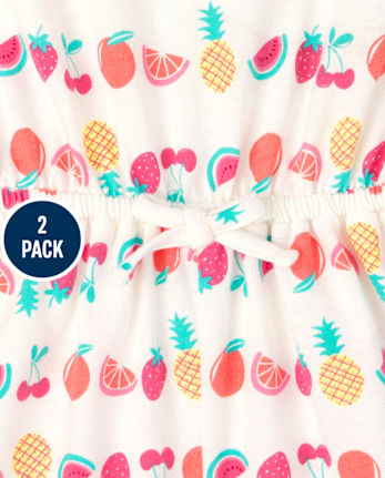 Paquete de 2 mamelucos con volantes y estampado de niñas pequeñas