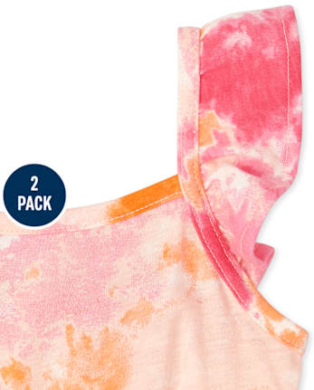 Lot de 2 barboteuses imprimées à volants pour petites filles