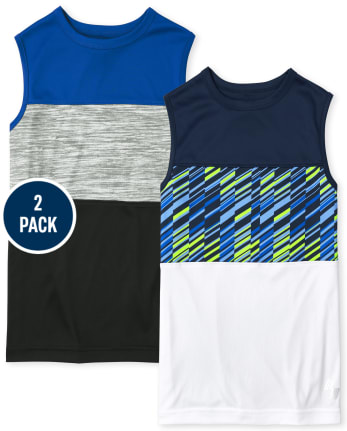 Boys Colorblock Performance Muscle Tank Top 2-Pack