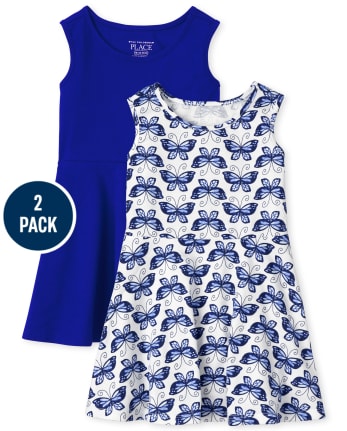 Toddler Girls Print Tank Dress 2-Pack