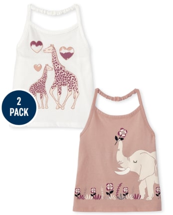 Toddler Girls Animal Halter Top 2-Pack