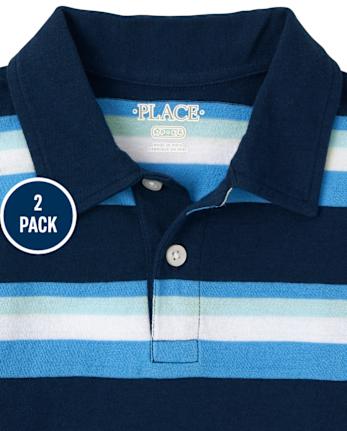 Boys Striped Jersey Polo 2-Pack