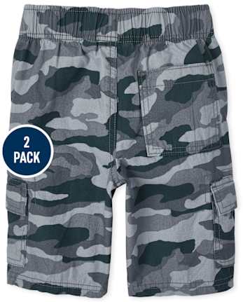 Lot de 2 shorts cargo camouflage à enfiler pour garçon