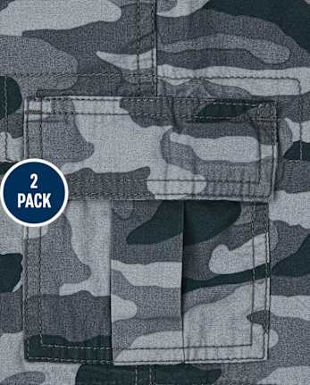 Lot de 2 shorts cargo camouflage à enfiler pour garçon
