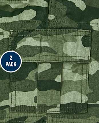 Lot de 2 shorts cargo camouflage à enfiler pour garçon