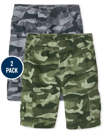 Pack de 2 pantalones cortos tipo cargo de camuflaje para niños