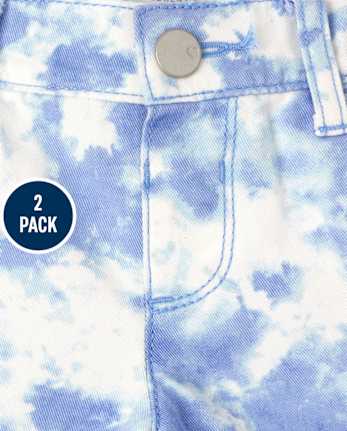 Shorts de sarga estampados para niñas pequeñas, paquete de 2