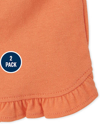 Paquete de 2 pantalones cortos con volantes para niñas pequeñas