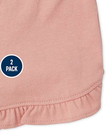 Paquete de 2 pantalones cortos con volantes para niñas pequeñas