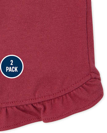Paquete de 2 pantalones cortos con volantes para niñas pequeñas
