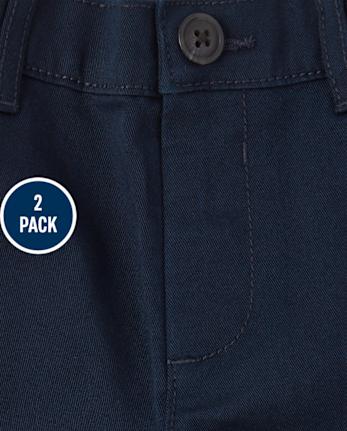 Baby And Toddler Boys Uniform Stretch Straight Chino Pants 2-Pack