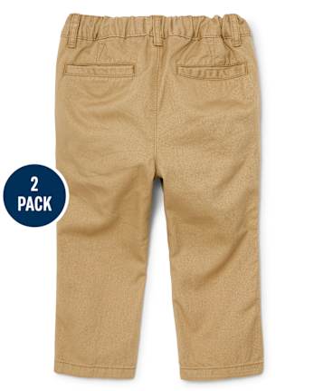 Baby And Toddler Boys Uniform Stretch Straight Chino Pants 2-Pack