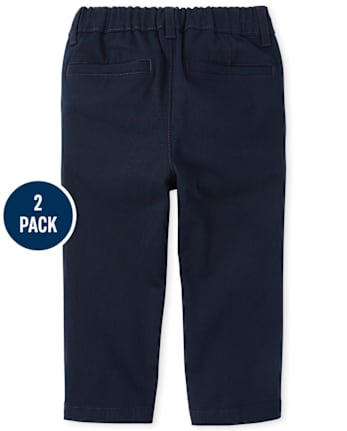 Baby And Toddler Boys Uniform Stretch Straight Chino Pants 2-Pack