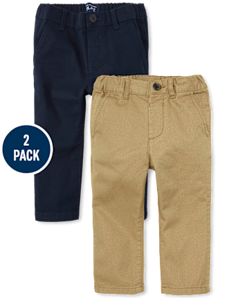 Baby And Toddler Boys Uniform Stretch Relaxed Straight Chino Pants 2-Pack
