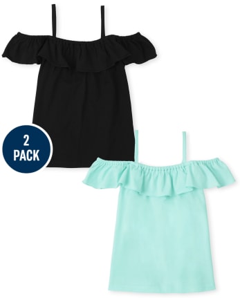 Girls Ruffle Off Shoulder Top 2-Pack