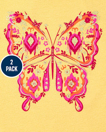 Girls Butterfly Sun Fringe Tank Top 2-Pack