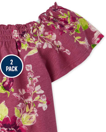 Lot de 2 hauts smockés fleuris pour fille