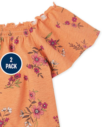 Lot de 2 hauts smockés fleuris pour fille