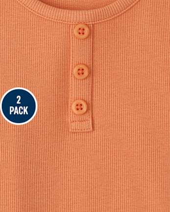 Girls Ribbed Henley Tank Top 2-Pack