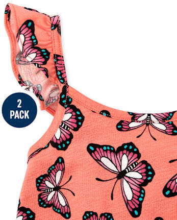 Paquete de 2 mamelucos estampados para niñas