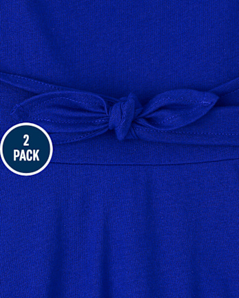 Paquete de 2 vestidos con lazo en la parte delantera para niñas