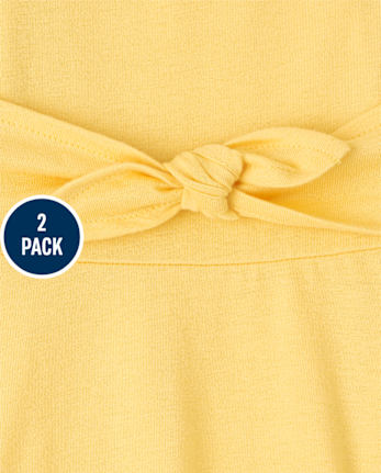 Paquete de 2 vestidos con lazo en la parte delantera para niñas