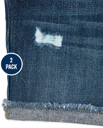 Girls Denim Midi Shorts 2-Pack