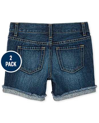 Girls Denim Midi Shorts 2-Pack