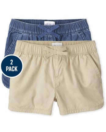 Pack de 2 pantalones cortos sin cordones para niñas