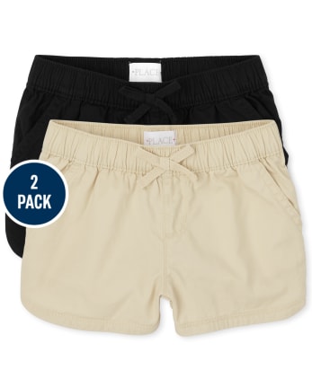 Girls Twill Pull On Shorts 2-Pack