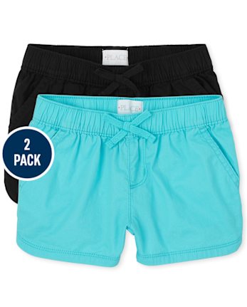 Shorts de sarga para niñas, paquete de 2